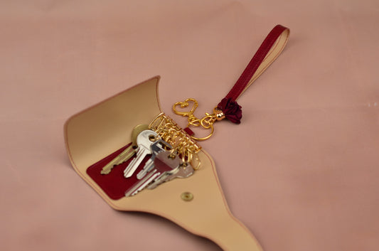 Luxury Faux Leather Key Holder with Gold Accents