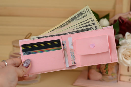 Stylish Vegan Leather Slim Bifold Wallet, Compact Card Holder