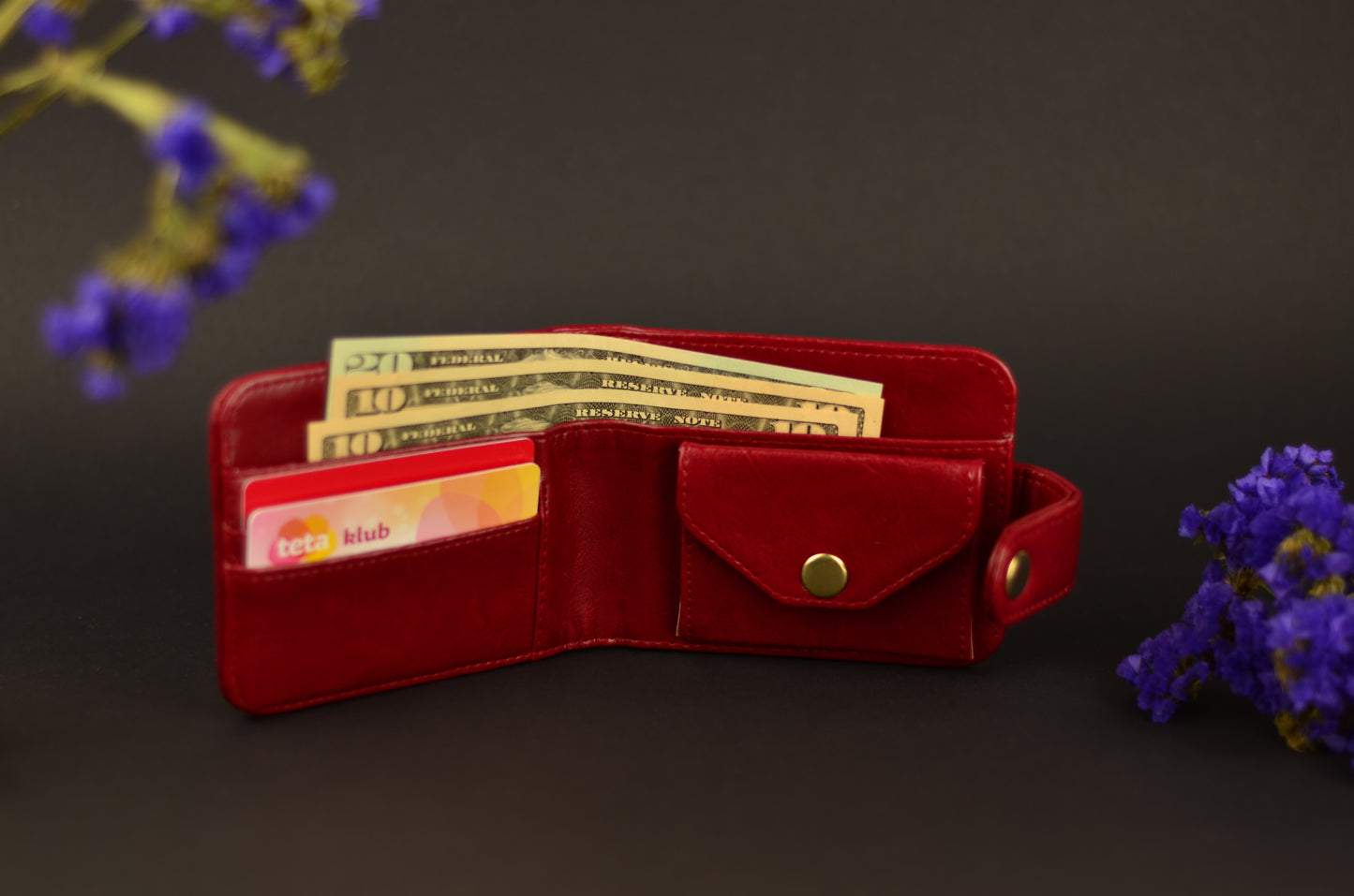 Minimalist Faux Leather Wallet with Snap Closure