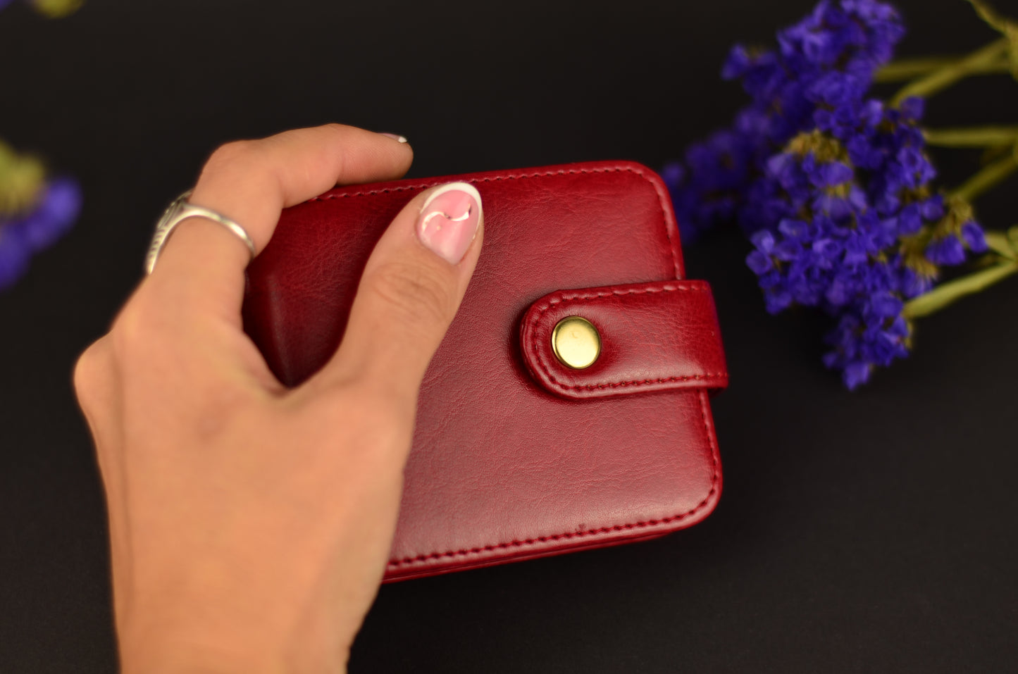 Minimalist Faux Leather Wallet with Snap Closure