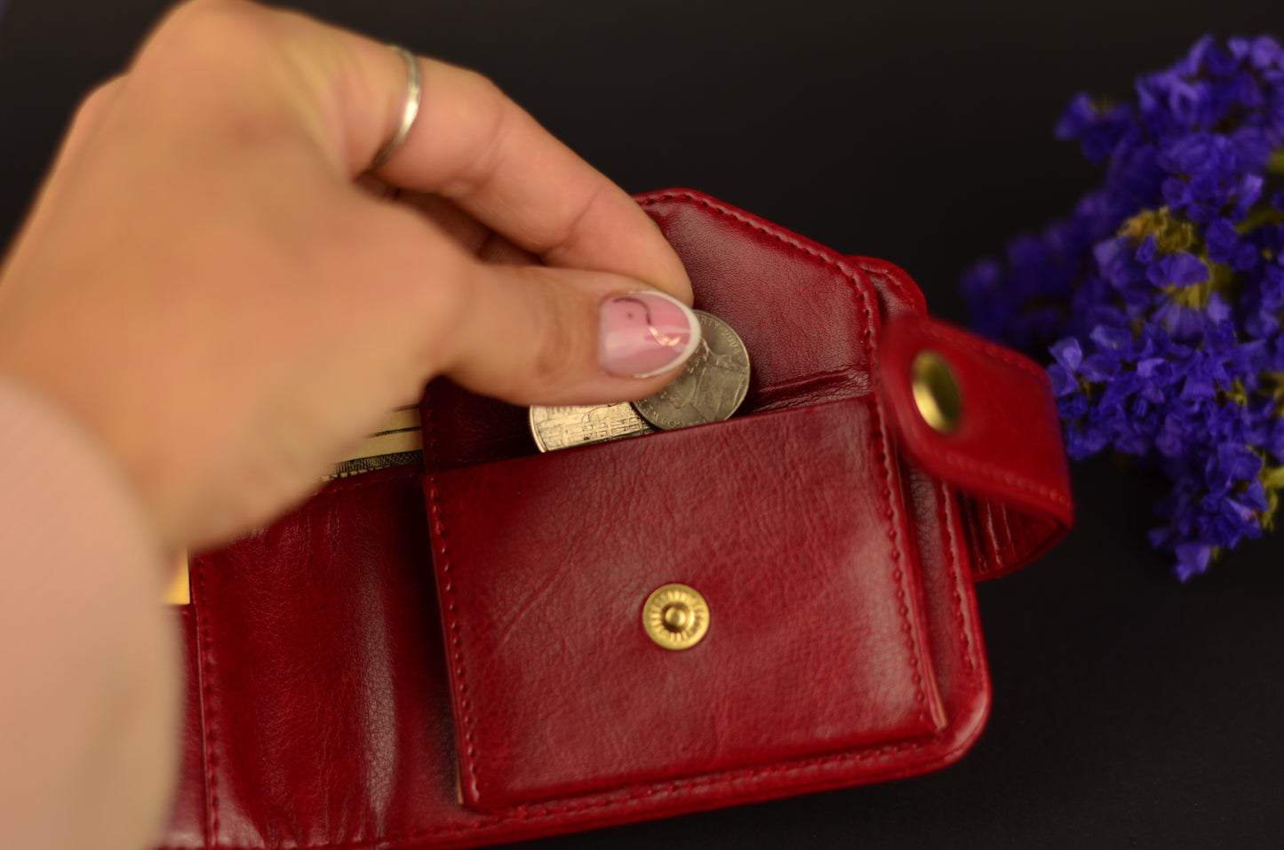 Minimalist Faux Leather Wallet with Snap Closure