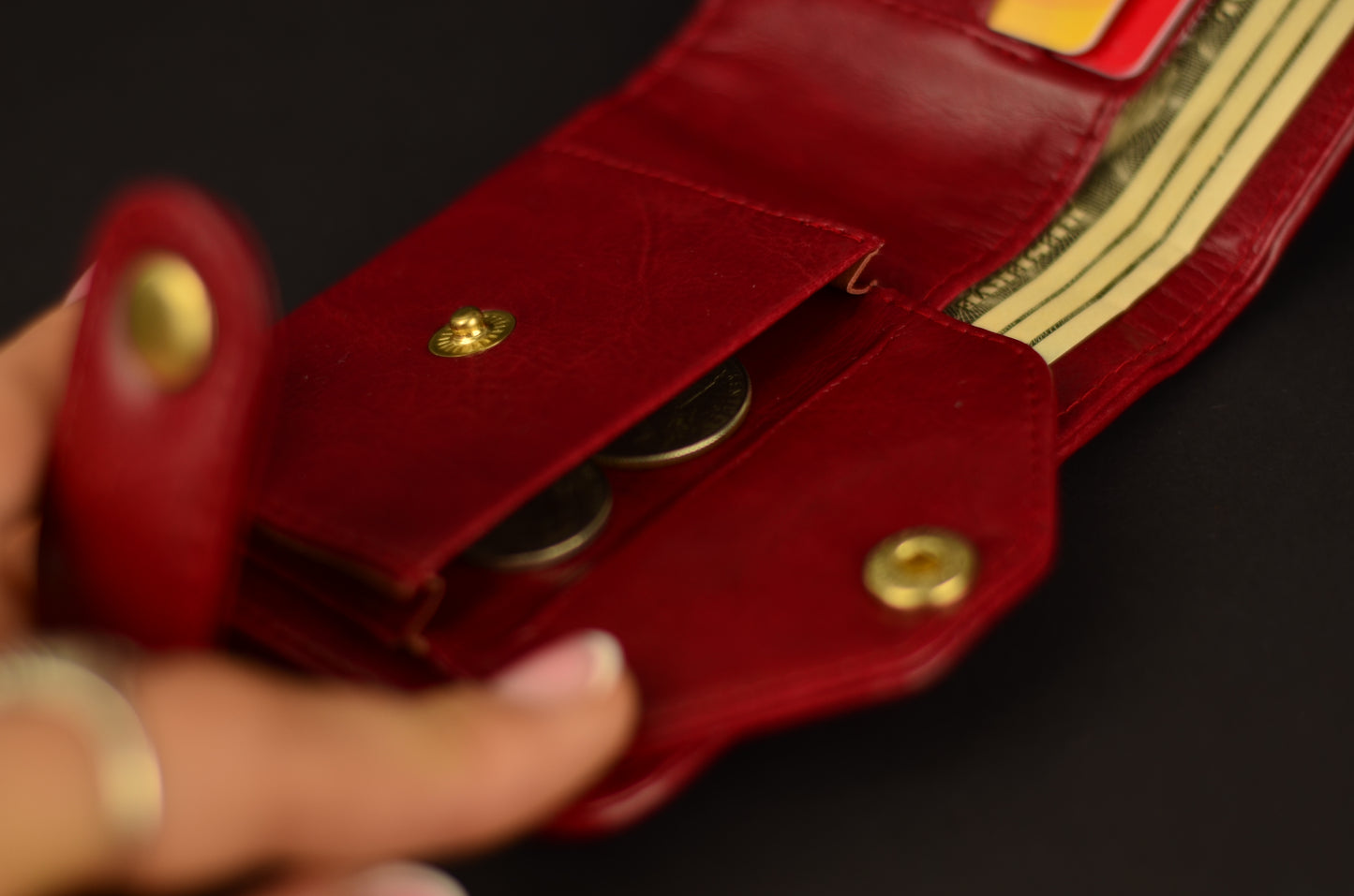 Minimalist Faux Leather Wallet with Snap Closure