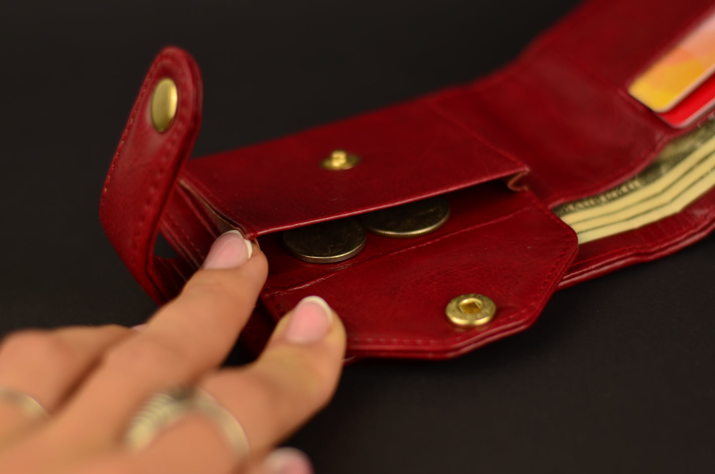 Minimalist Faux Leather Wallet with Snap Closure