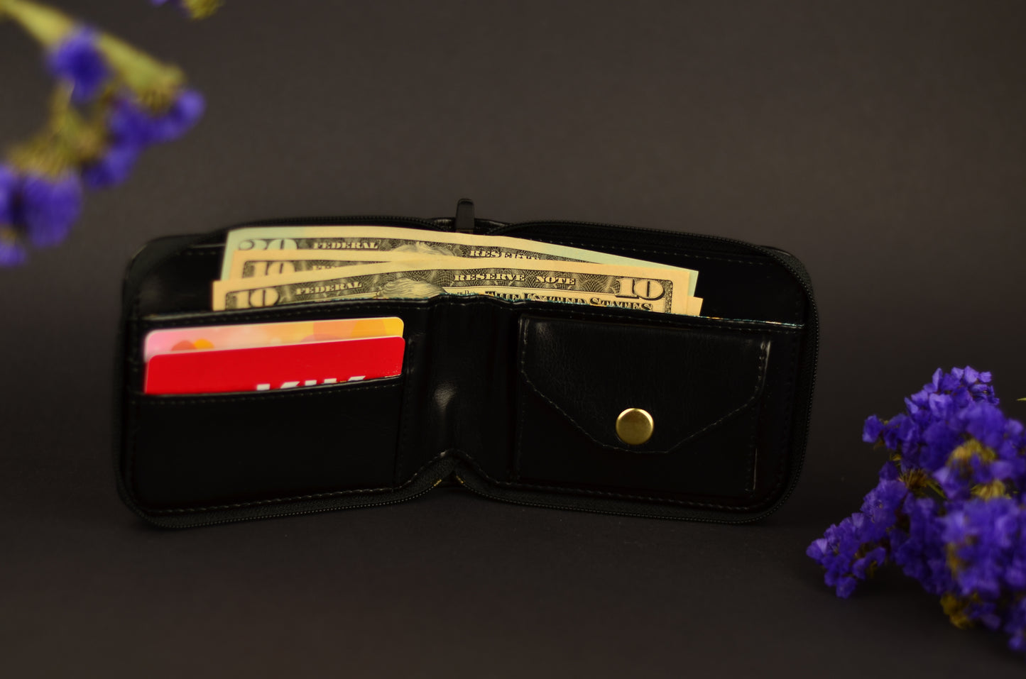 Minimalist Faux Leather Wallet with Snap Closure