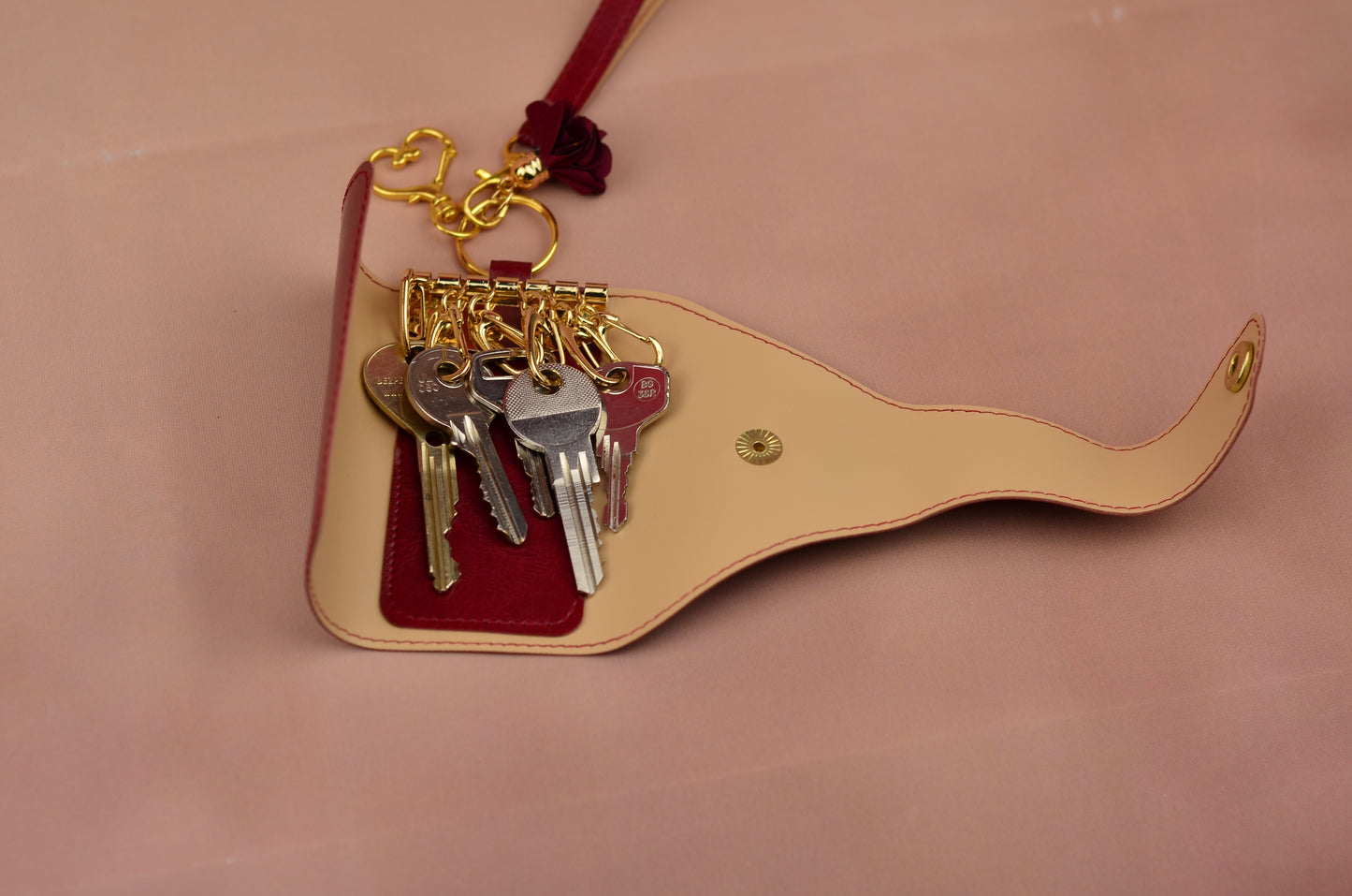 Luxury Faux Leather Key Holder with Gold Accents