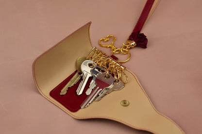 Luxury Faux Leather Key Holder with Gold Accents