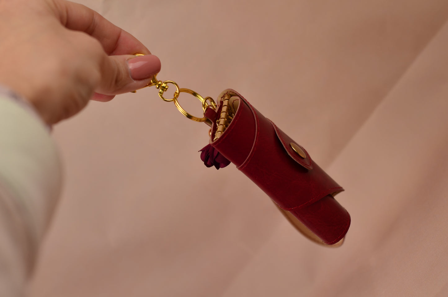 Luxury Faux Leather Key Holder with Gold Accents