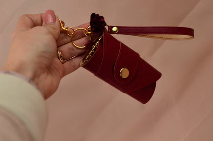 Luxury Faux Leather Key Holder with Gold Accents