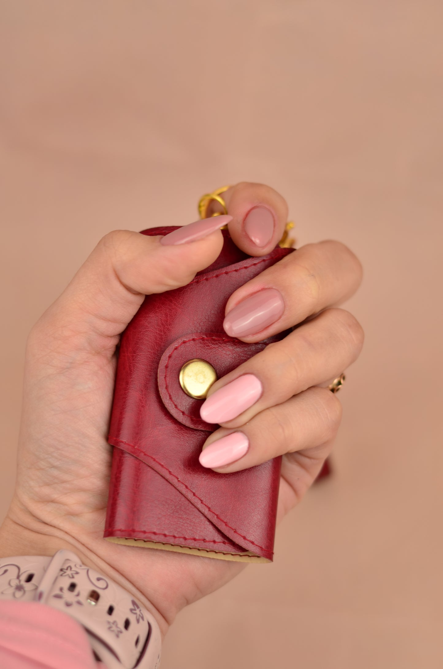 Luxury Faux Leather Key Holder with Gold Accents