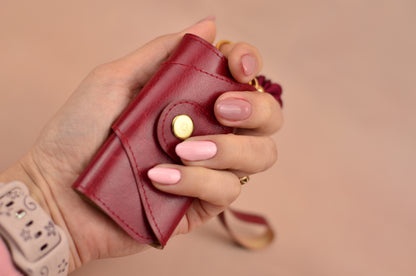 Luxury Faux Leather Key Holder with Gold Accents