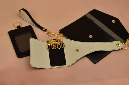 Luxury Faux Leather Key Holder with Gold Accents