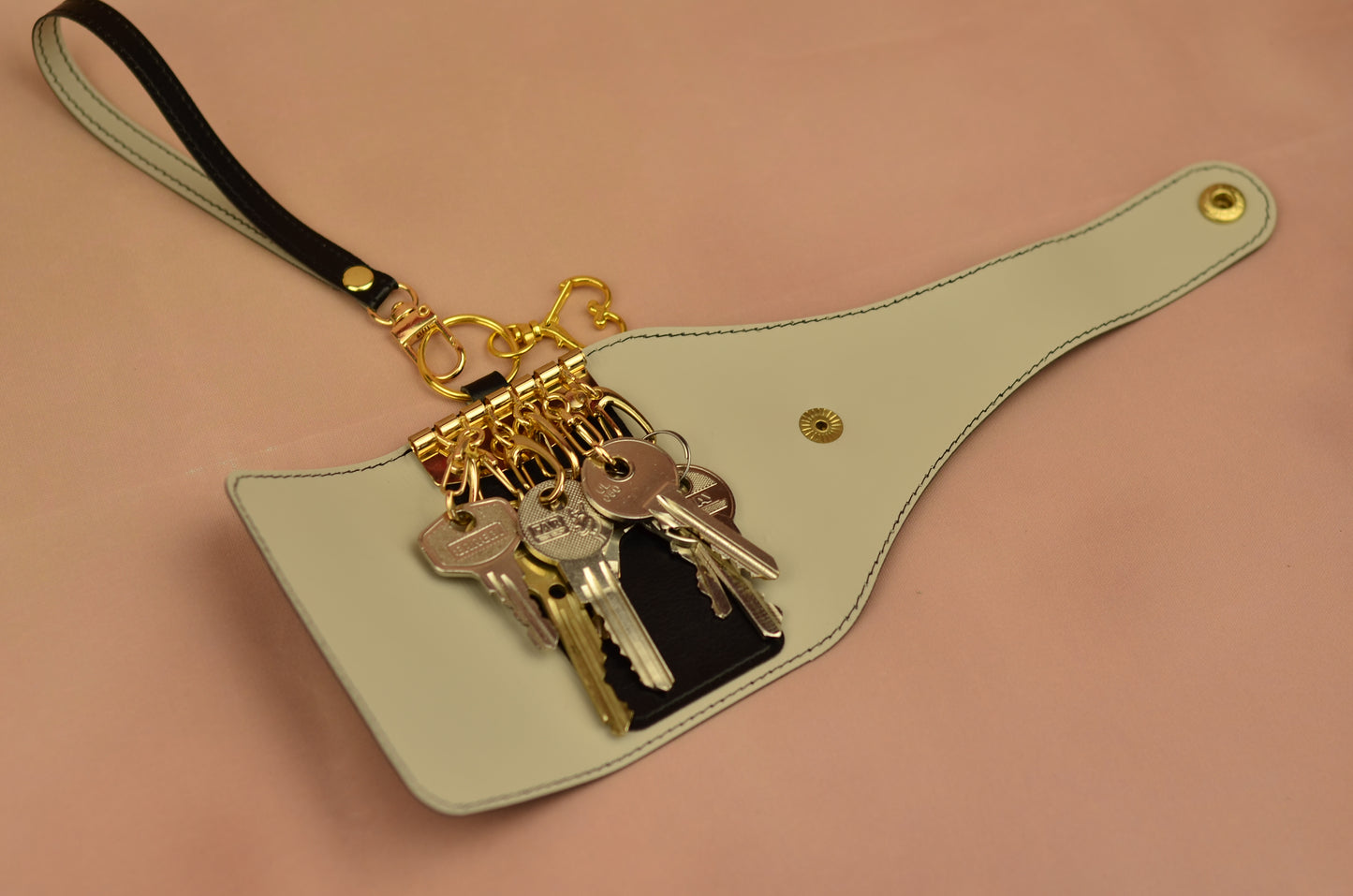 Luxury Faux Leather Key Holder with Gold Accents