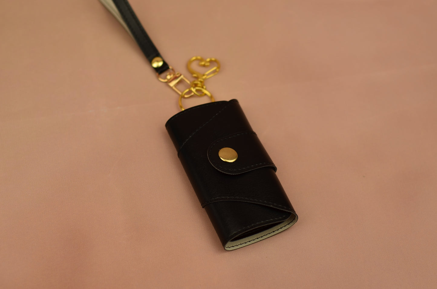 Luxury Faux Leather Key Holder with Gold Accents