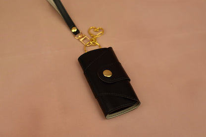 Luxury Faux Leather Key Holder with Gold Accents