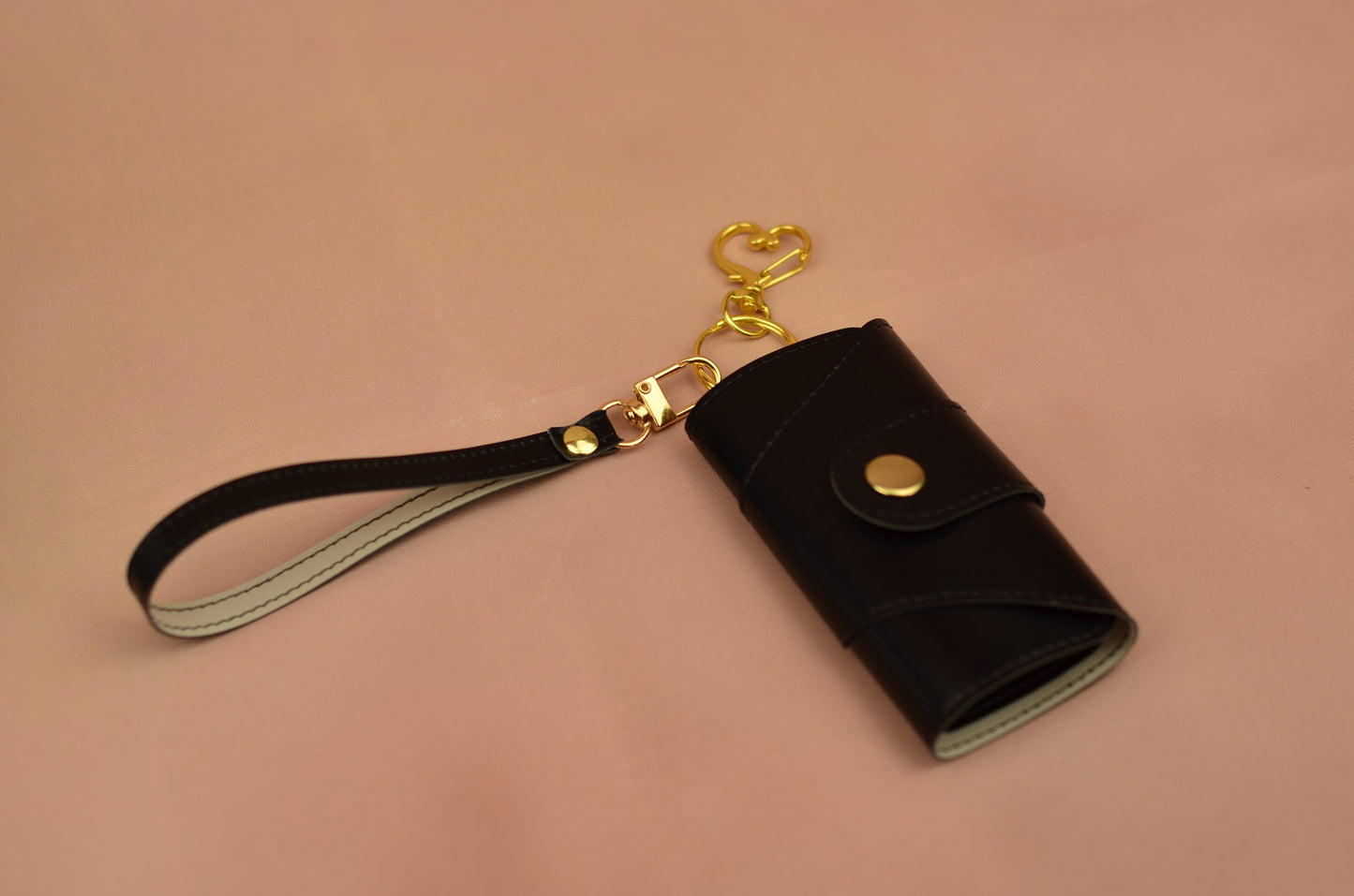 Luxury Faux Leather Key Holder with Gold Accents