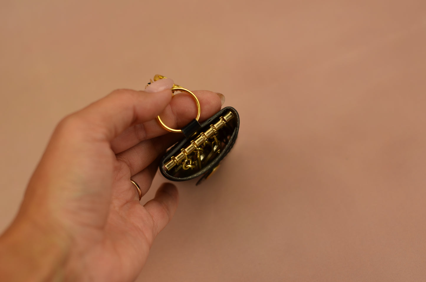 Luxury Faux Leather Key Holder with Gold Accents