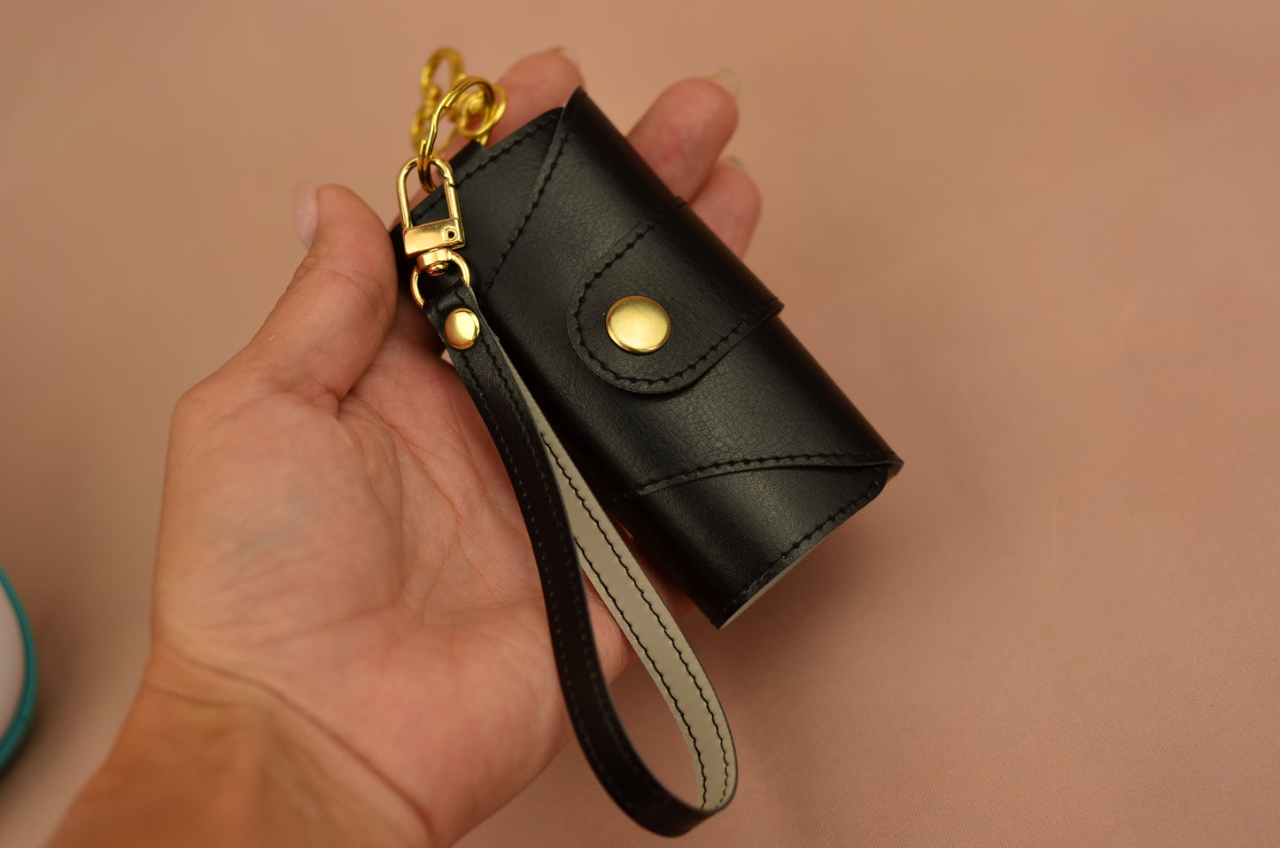 Luxury Faux Leather Key Holder with Gold Accents