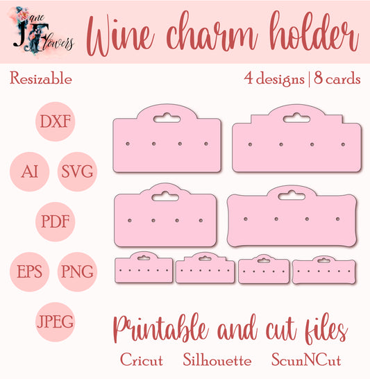Editable wine charm holder, charming display Card SVG