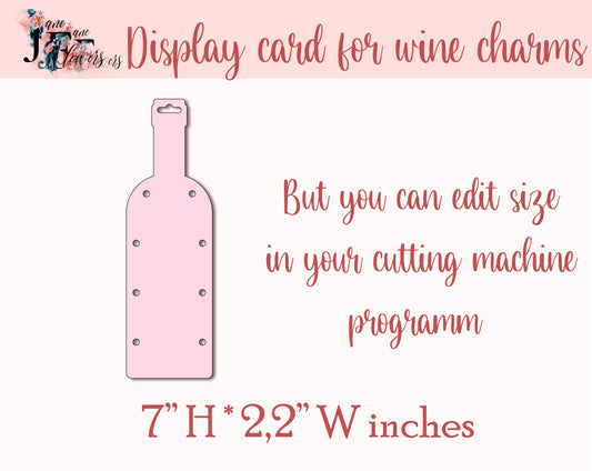 Editable wine charm cards holder SVG, template for packaging