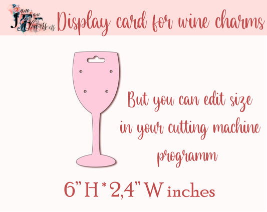 Editable wine charm cards holder SVG, template for package