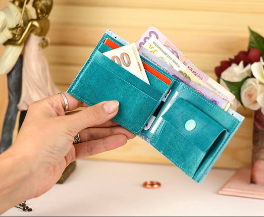Stylish Vegan Leather Slim Bifold Wallet, Compact Card Holder