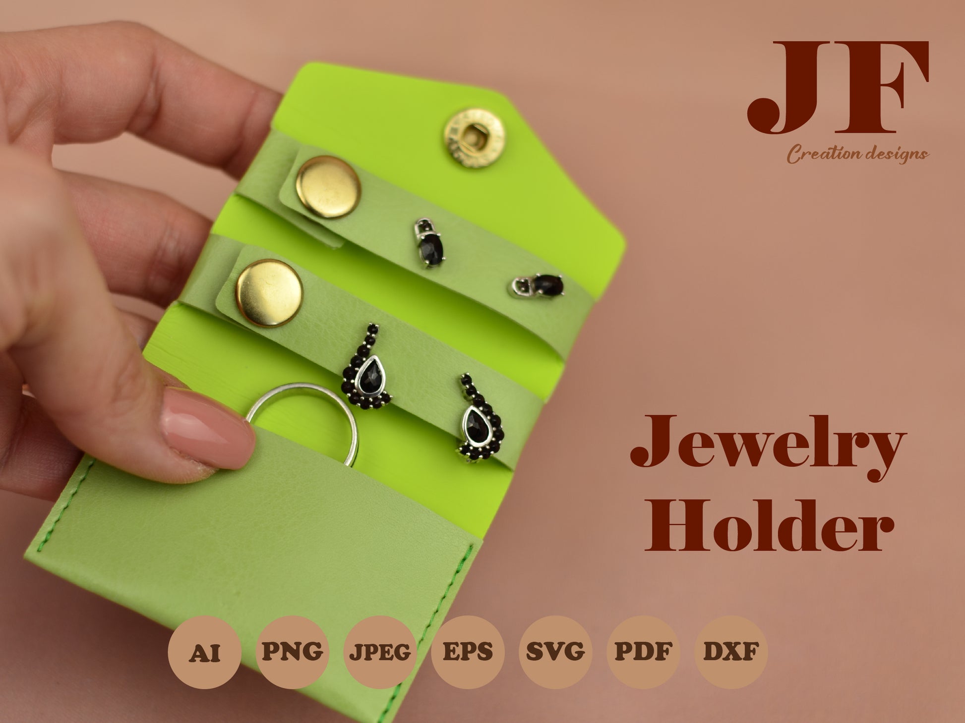 Flat SVG pattern showing slots and notches for assembling jewelry case