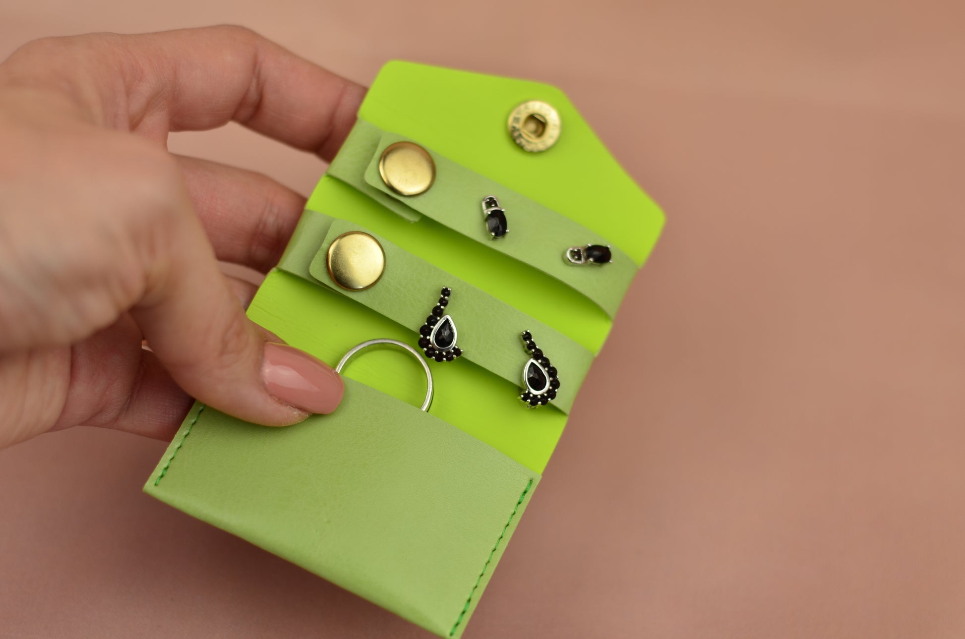 Assembled jewelry holder created from SVG template displaying jewelry