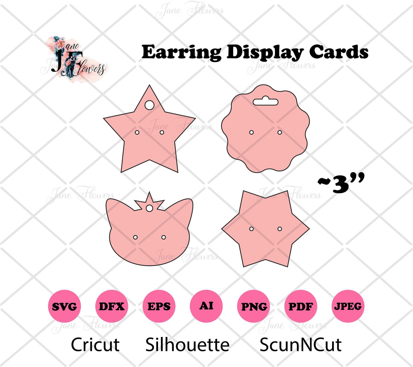 Earring display cards SVG, earring card template, earing packaging, cute card template PDF, make your own display cards, DIY display cards