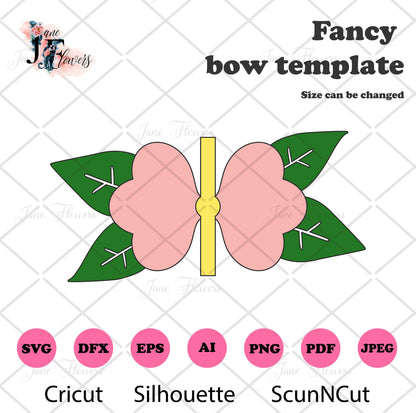 Fancy bow template SVG DXF PDF Flower bow template, cricut, Flower bow, girly bow, bow template svg bow svg cricut bow hair bow Faux leather