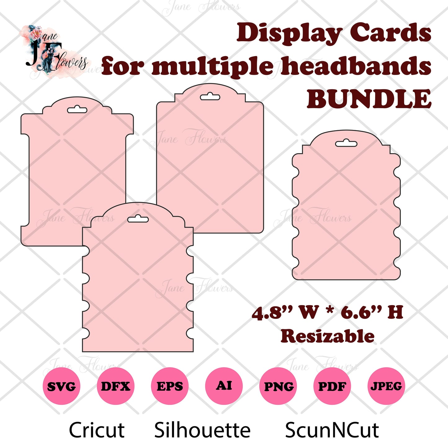 Headband Display cards template svg dxf png ai files, Hair clip card holder for multiple Headbands