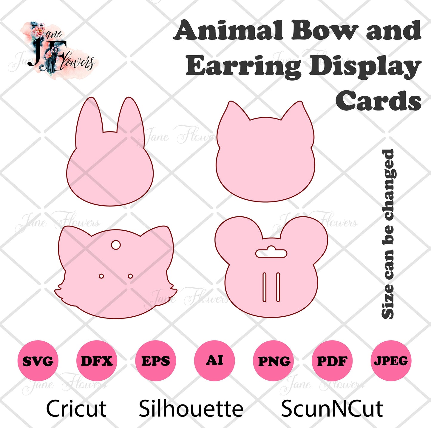 12 SVG files animal bow holder | hair bow card svg | earring display card | bow bundle | bow holder template | Bow display card cricut