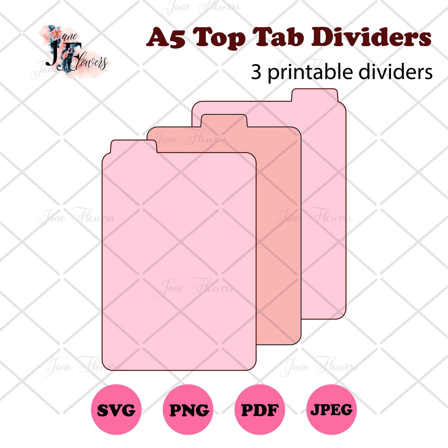 A5 Top Tab Dividers, A5 blank dividers pages for Cricut, Page tabs templates, Planner dividers SVG, PDF Printable Journal dividers