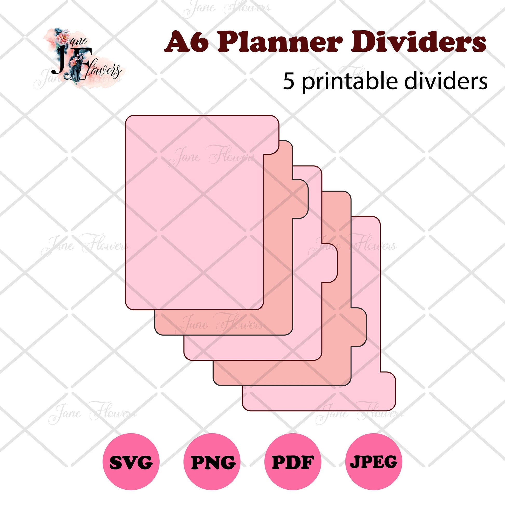 A6 Planner Tabs, Divider Pages, A6 Tabbed Dividers, Sezonly planner tabs, Dividers for Cricut, A6 side tabs templates, Cut journal tabs SVG