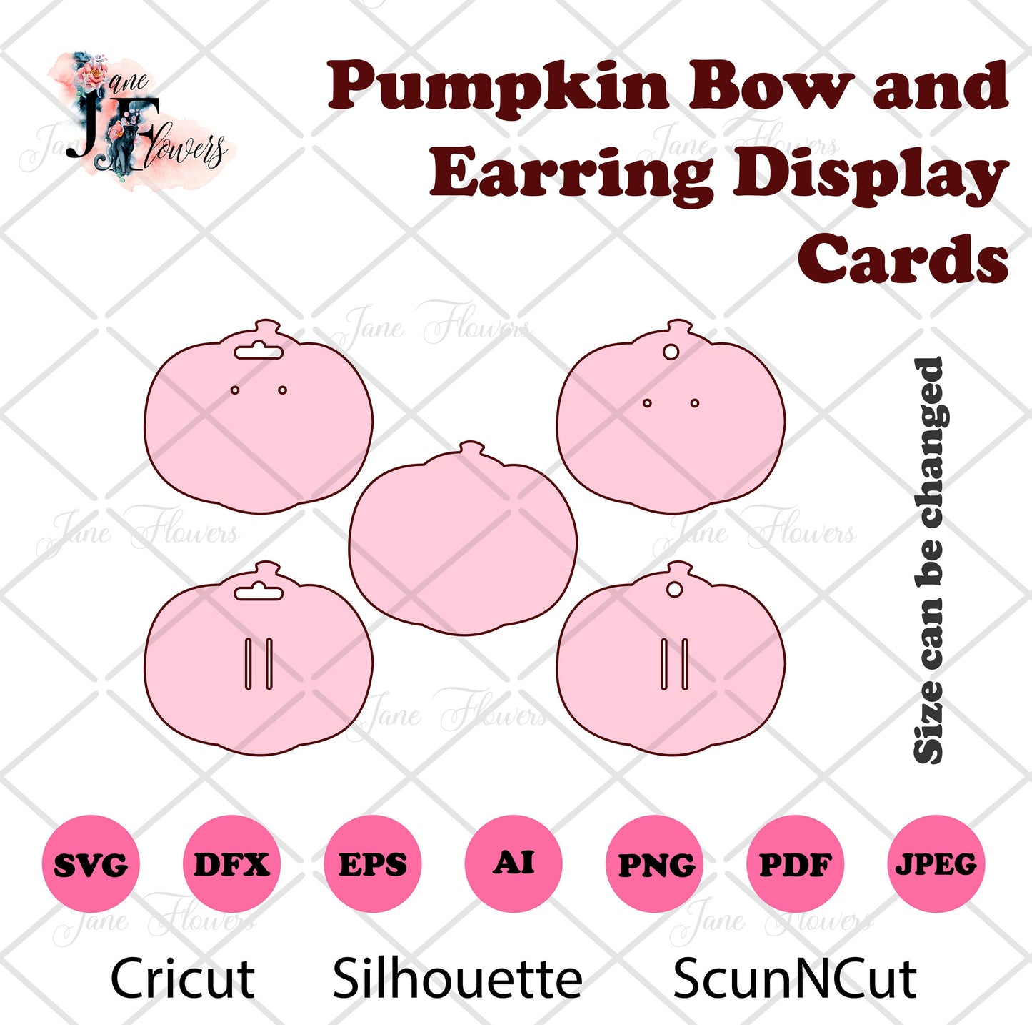 Pumpkin bow and earring display card SVG Bow bundle Display Cards Bow display card cut file Bow card template cricut Pumpkin silhouette