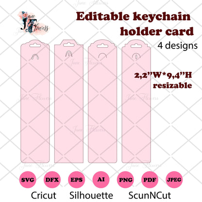 Editable keychain holder cards | lanyard display card | Template for package keychain / lanyard / keyholder svg dxf png ai cut files