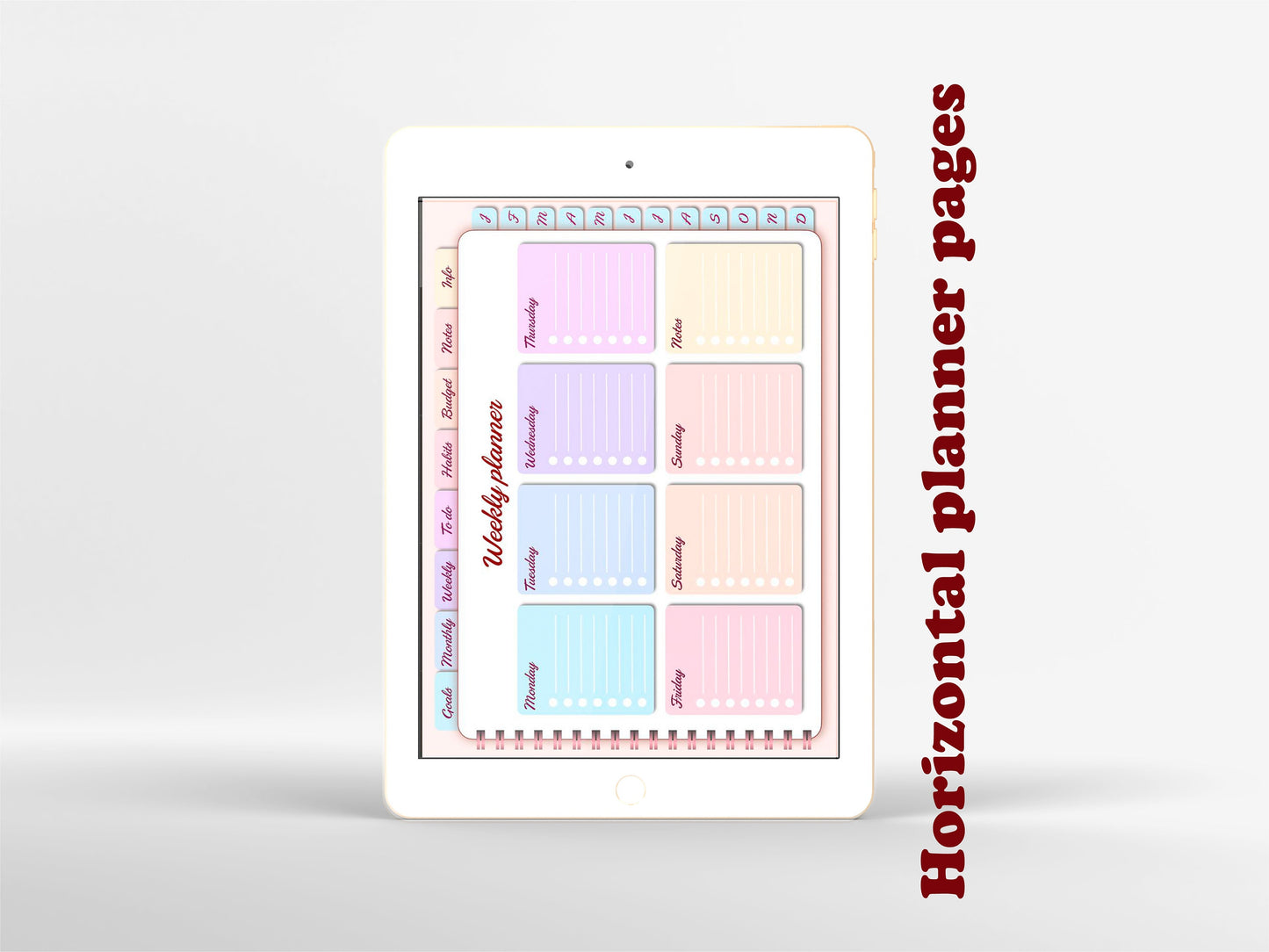 Pastel undated digital planner for goodnotes