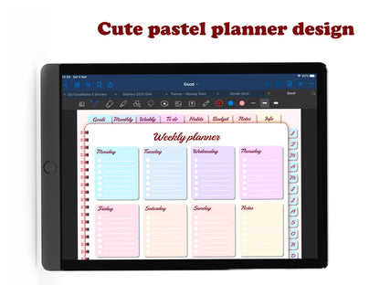 Pastel undated digital planner for goodnotes