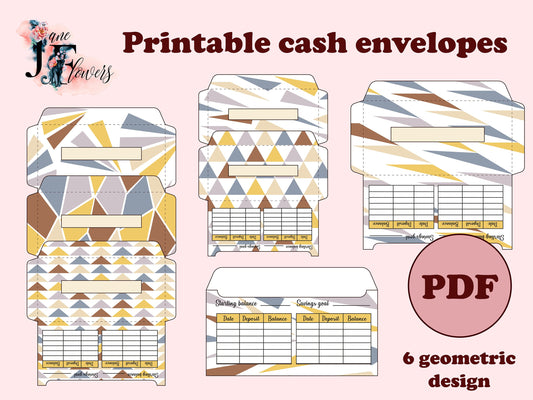 Printable cash envelopes with budget tracker, budget envelopes, money envelopes A6 PDF, horizontal cash envelope template + SVG for cricut