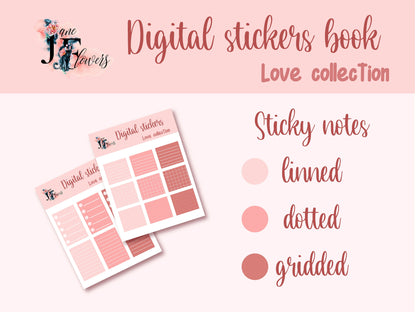 Cute pink digital stickers book for Goodnotes