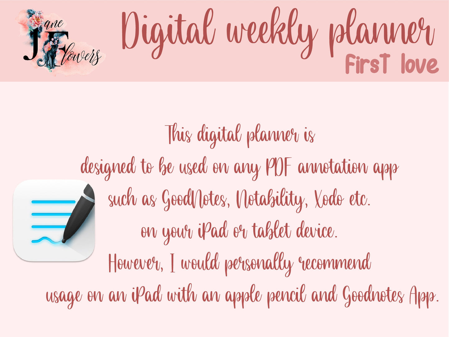 Undated digital planner , cute goodnotes planner, pink life planner, weekly planner, iPad planner, monthly planner, pink planner hyperlinked