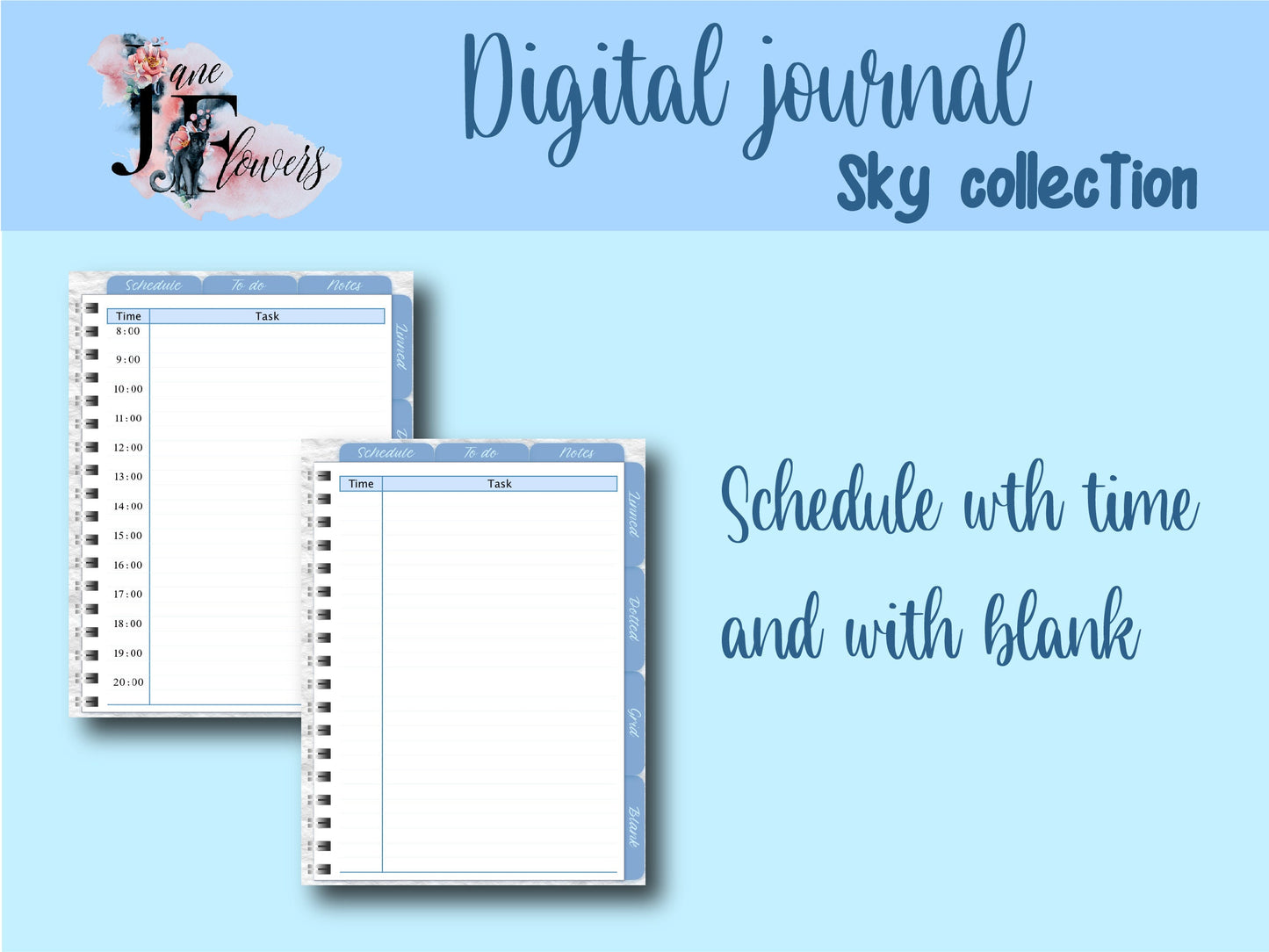 Sky blue Goodnotes lined journal