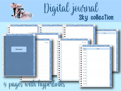 Sky blue Goodnotes lined journal