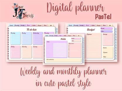 Pastel undated digital planner for goodnotes