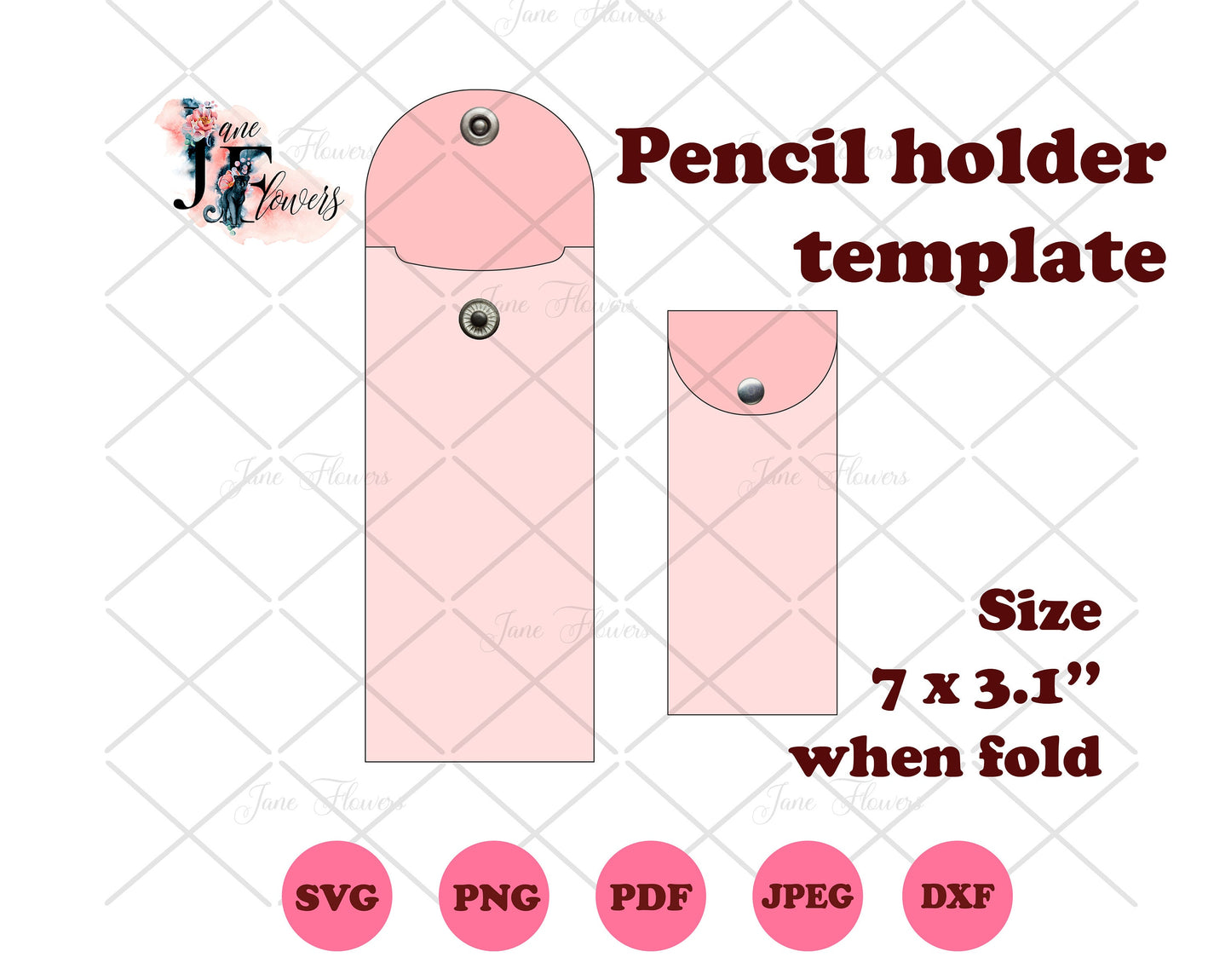 Pencil pouch SVG, pencil holder template, cute pencil case SVG, pen case template, faux leather SVG