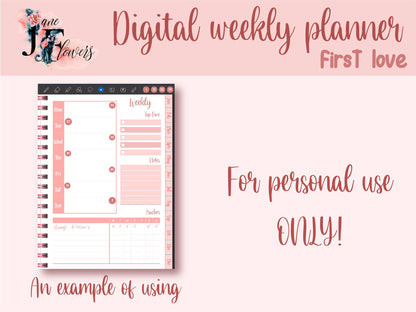 Undated digital planner , cute goodnotes planner, pink life planner, weekly planner, iPad planner, monthly planner, pink planner hyperlinked