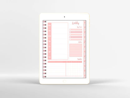 Undated digital planner , cute goodnotes planner, pink life planner, weekly planner, iPad planner, monthly planner, pink planner hyperlinked