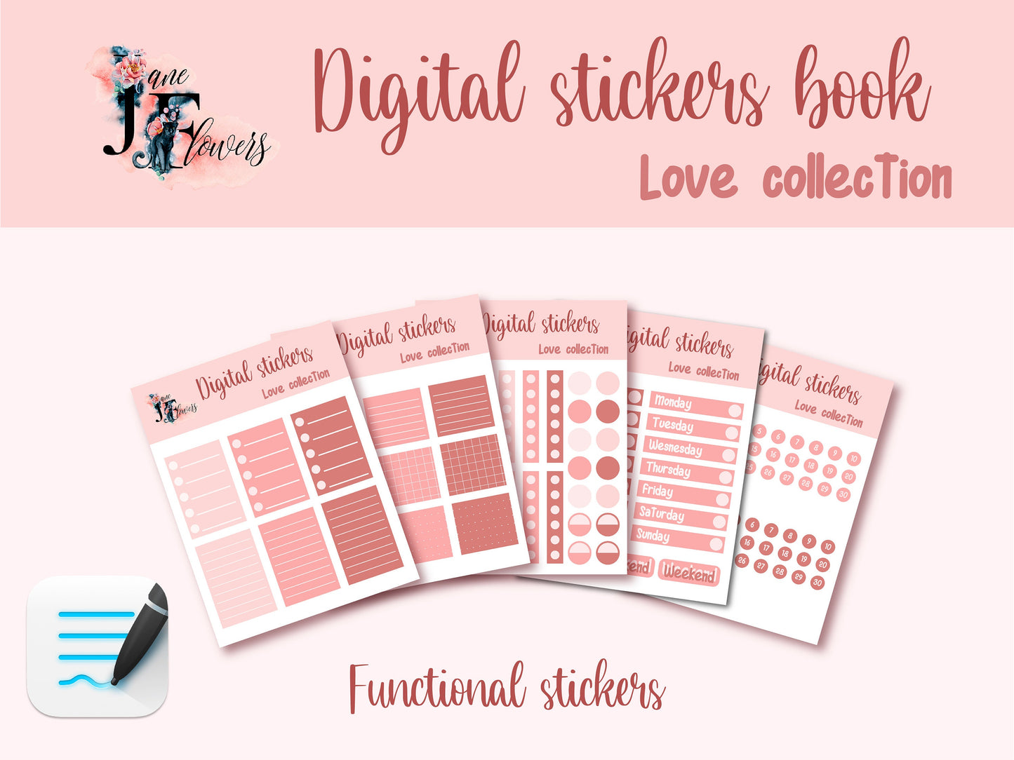 functional pink stickers