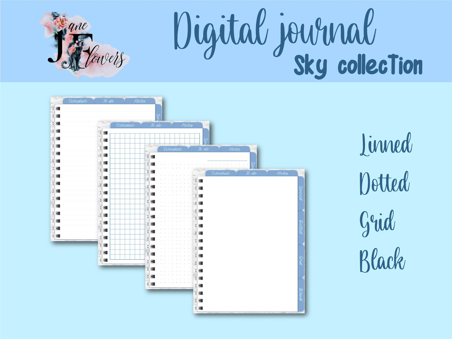 Sky blue Goodnotes lined journal