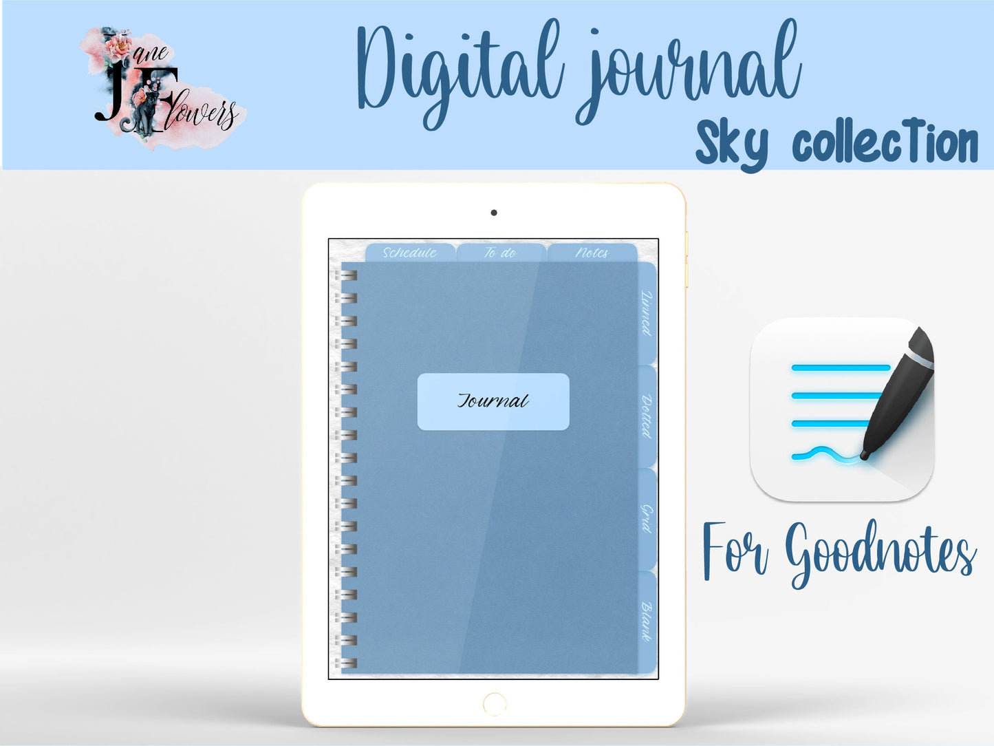 Sky blue Goodnotes lined journal