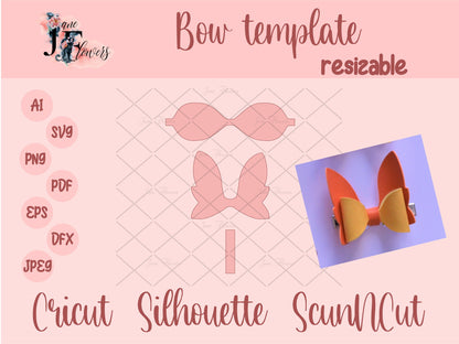 Bunny bows SVG, leather bow template svg, bow pattern, hair bow svg template, bow cut file, hair accessories, felt hair bow, cute hair bow